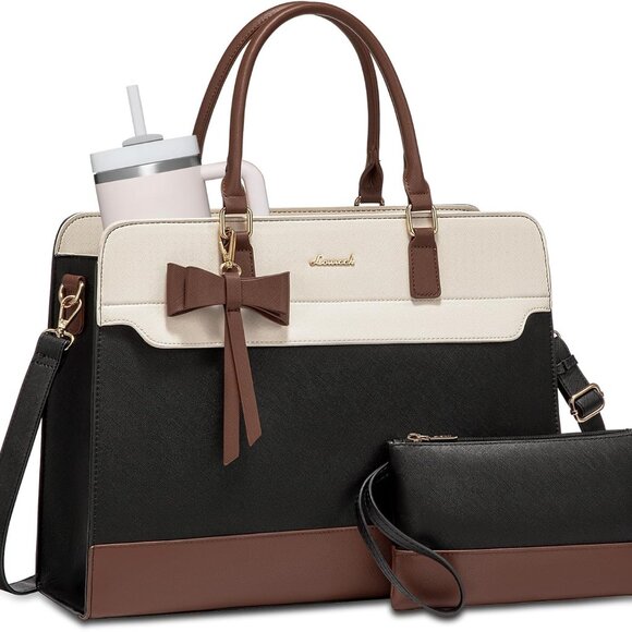 Laptop Tote Bag for Women,Leather Work Bag, Waterproof Business Teacher Bag,Larg - Picture 1 of 9